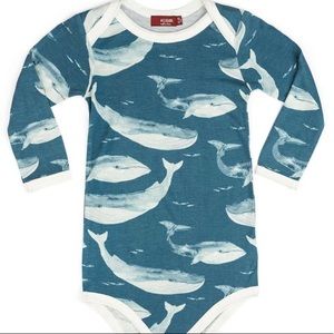 NWT Milkbarn 3-6 mo whale short sleeve onesie organic cotton